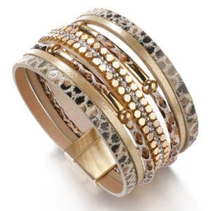 Beige Leather Bracelet by Patricia Adelson